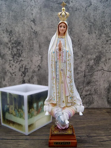 Miniatura 2 de Estatua de Nuestra Señora de Fátima con ojos de cristal de 12 pulgadas fabricada en Portugal