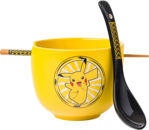 Miniatura 30 de Silver Buffalo Five Nights at Freddy's Freddy Fazbear - Cuenco de cerámica para fideos ramen y arroz con diseño de caja de pizza, con palillos