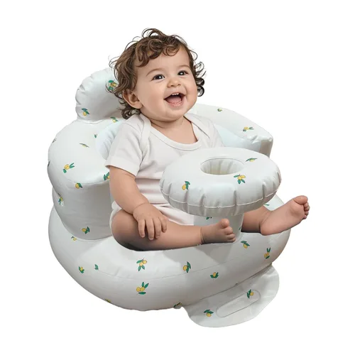 Miniatura 10 de Asiento inflable para bebé de 3 a 36 meses, silla de bebé con cerca y bomba de aire incorporada, asiento de piso inflable para bebé con soporte