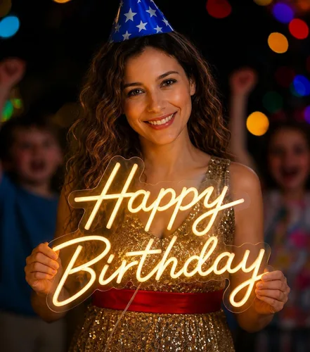 Miniatura 2 de Letrero de neón de feliz cumpleaños, letrero de feliz cumpleaños con luz, letrero de neón de feliz cumpleaños, letrero de LED de feliz cumpleaños