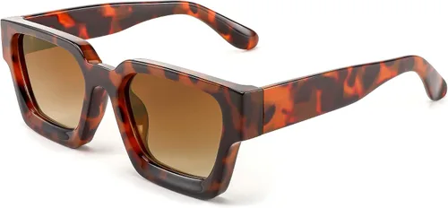 Miniatura 57 de FEISEDY Gafas de sol cuadradas retro de los años 90 para mujeres y hombres, gafas de sol rectangulares gruesas de moda con protección UV400 B2385