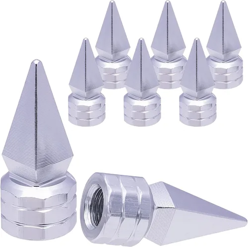 Miniatura 10 de 4 piezas de tapas de válvula de rueda con forma de punta, válvula de rueda de aleación de aluminio con punta, tapas de aire universales a prueba