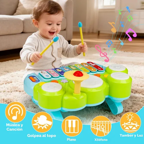 Miniatura 3 de Juguetes Musicales para Bebés 3 en 1 Piano Teclado Xilófono Juego de Tambores para Niñas y Niños de 1 Año Juguetes Edad 2 Años Instrumento Musical