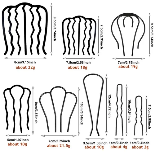 Miniatura 3 de 8 peines laterales para el cabello, horquillas para el cabello, pinzas para el cabello para moño, peines en forma de U para peinado, accesorios