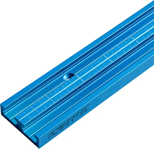 Miniatura 9 de POWERTEC 71066 - Riel en T universal de perfil de doble corte de 36 pulgadas con agujeros de montaje preperforados, 1PK, riel en T para plantillas