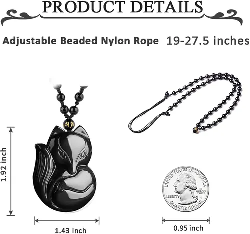 Miniatura 5 de TIKCAUZ Collar de obsidiana negra de cristal natural y piedra curativa con cuerda ajustable hecho a mano joyería de piedras preciosas para hombres