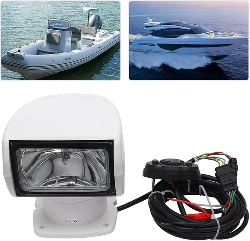 Miniatura 4 de Foco remoto, DC 12 V, 100 W, 2500 LM, 3200 K, reflector halógeno, foco de barco, luz marina, foco de luz para camión 72° arriba/abajo + rotación