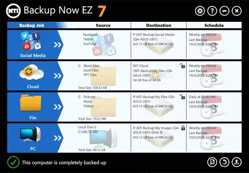 Miniatura 4 de NTI Backup Now EZ 7.5 (for 1 Computer) Full-System Image Backup Cloud Backup File-Folder Backup Scheduled Backup Available in Download and