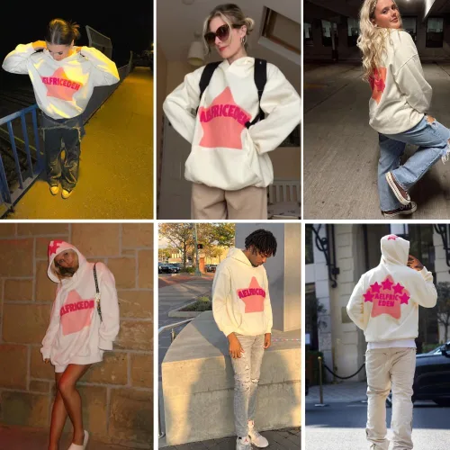 Miniatura 4 de Aelfric Eden Star Graphic Hoodie Streetwear Print Trend Causal Loose Oversized Hooded Sweatshirts Pullover
