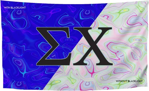 Miniatura 24 de Greek Club Sorority & Fraternity - Bandera de luz negra, 3 pies x 5 pies, licencia oficial, tapiz, exhibición, poliéster, pancarta de letras, CHI