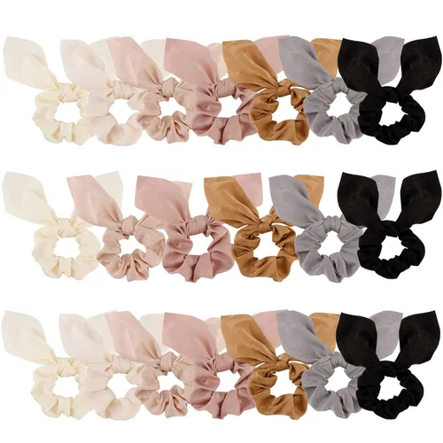 Miniatura 17 de Paquete de 20 coleteros de satén negro para mujer, lazos para el cabello grueso, bonitos coleteros con lazo para niñas, 20 accesorios para el cabello