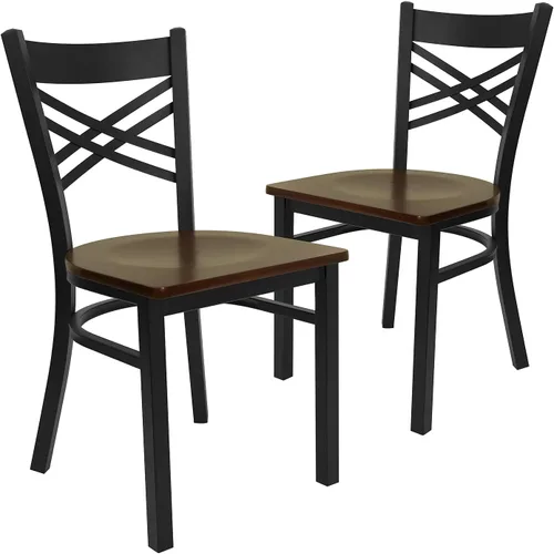 Miniatura 18 de Flash Furniture Serie Hércules Silla de metal para restaurante con respaldo "X", silla moderna tapizada sin apoyabrazos para restaurantes y cocinas