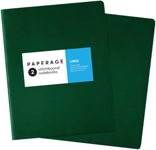 Miniatura 11 de PAPERAGE Cuaderno de diario forrado de tapa suave, paquete de 2, negro), 100 páginas, grande de 7.5 x 9.5 pulgadas, con rayas universitarias, ideal