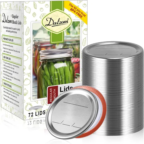 Miniatura 9 de Dalzom® 24 tapas de conservas con 24 anillos de boca regular, tapas de tarro de masón premium con bandas/anillos para bola, tarros Kerr