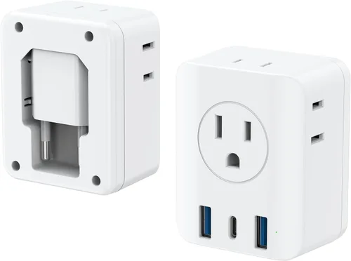 Miniatura 11 de Olcorife PD25W Mini adaptador de viaje, adaptador de corriente universal con 2 USB-C 1 USB-A, adaptador de enchufe internacional, esenciales