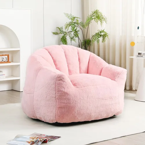 Miniatura 12 de mikibama Puf de 41.4 pulgadas con brazos, cómodas sillas de puf de piel sintética sin hueso para adultos y niños, sofá de suelo con canales