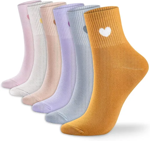 Miniatura 7 de inhees Womens Cotton Socks,Soft Cotton Socks Women Ankle High Cute Crew Socks Fun Novelty Socks (6-Pairs Gifts Box)