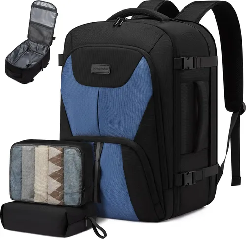 Miniatura 23 de LOVEVOOK Peersonal - Mochila de viaje extra grande de 40 L, bolsa de artículos Peersonal aprobada por vuelo, resistente al agua, mochila de 17 Azul