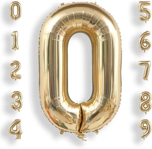 Miniatura 60 de AULE Globos grandes de 40 pulgadas, número 0, negros, grandes, de papel de aluminio, globos de número de helio 0-9, gigantes, jumbo, felices