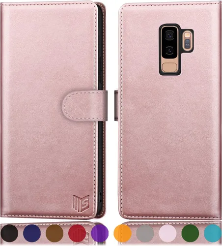 Miniatura 14 de SUANPOT Funda de piel tipo cartera para Samsung Galaxy S9+ / S9 Plus 6.2 (no S9 5.8") con bloqueo RFID, tarjetero de crédito, funda de poliuretano