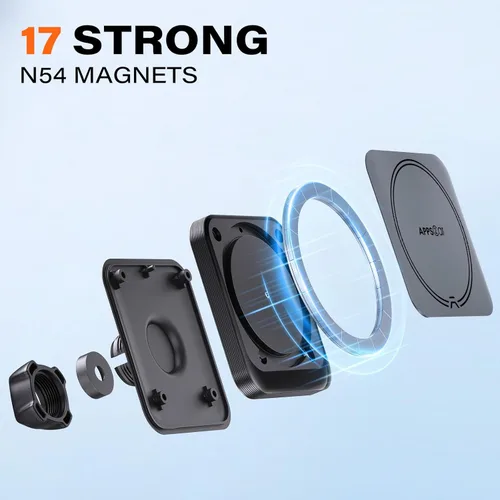Miniatura 3 de APPS2Car Soporte magnético para teléfono MagSafe para automóvil con ventosa, 17 imanes fuertes y brazo ajustable, soporte de teléfono para tablero