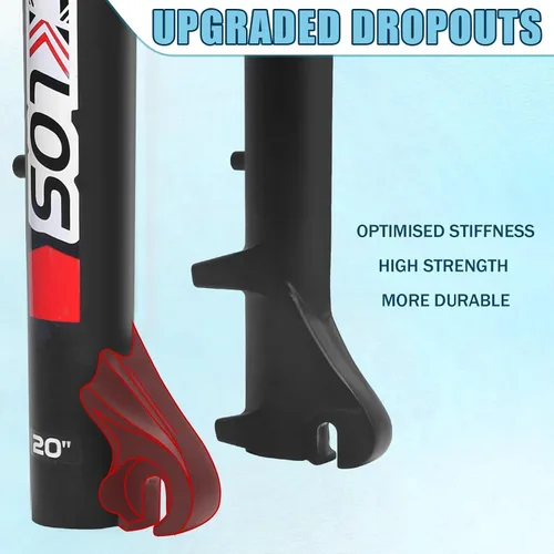 Miniatura 5 de BUCKLOS 20 pulgadas 4.0 Fat Tire Bike Suspension Tenedor, 7.087 in Travel 5.315 in Spacing Hub 0.354 in QR Ebike Oil MTB Fat Fork, Doble Corona