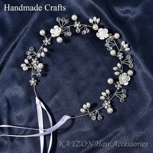 Miniatura 3 de Accesorios para el cabello de boda, diadema para niña de las flores, diadema de princesa con perlas para niñas, novias y mujeres (plateado)