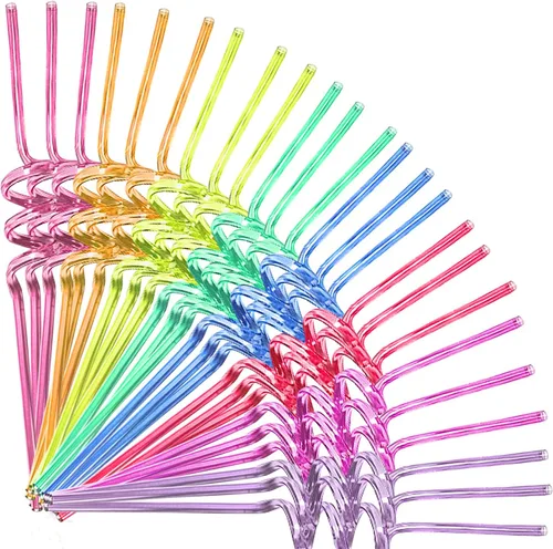 24 pajitas reutilizables para fiestas, decoración de fiesta de cumpleaños, suministros de decoración de aula, regalos de regalo