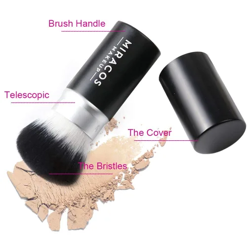 Miniatura 5 de Brocha de maquillaje retráctil Kabuki para rubor, bronceador, base, polvo, cepillo cosmético facial de viaje Negro