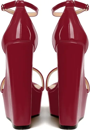 Miniatura 4 de WAYDERNS Sandalias de tacón alto con plataforma y correa de tobillo para mujer, con hebilla de noche, puntera abierta, de moda, de charol, de 6