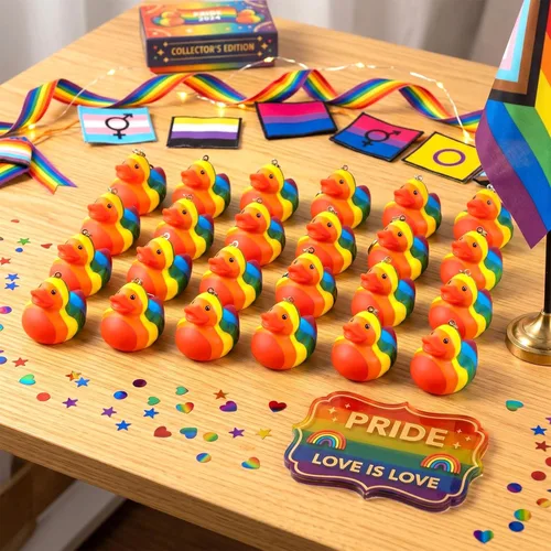Miniatura 2 de Deekin Pride Rainbow Rubber Ducks Keychain Gay Pride Cruise Rubber Ducks for Colorful Birthday LGBT Party Favors Gift Favors