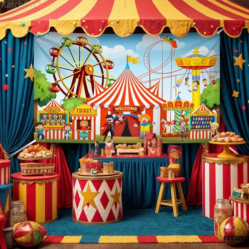 Miniatura 5 de KatchOn, Fondo de carnaval extragrande para juegos de carnaval - 72 x 44 pulgadas Decoraciones de fiesta temática de carnaval Decoraciones
