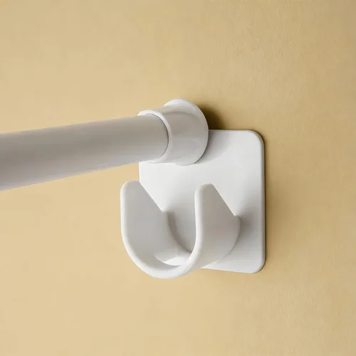Soporte adhesivo para barra de cortina de ducha, paquete de 6 soportes para barra de cortina con piezas adhesivas, retenedor de barra de tensión sin