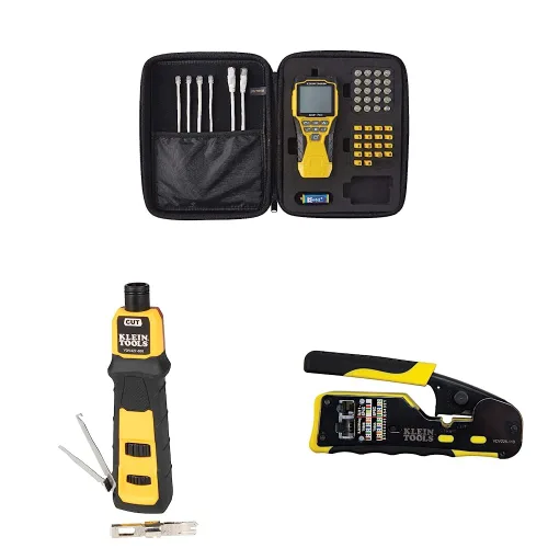 Klein Tools Probador de cable VDV501-852 y herramienta de punchdown de impacto VDV427-300 y VDV226-110 Crimpadora de cables de datos modular de