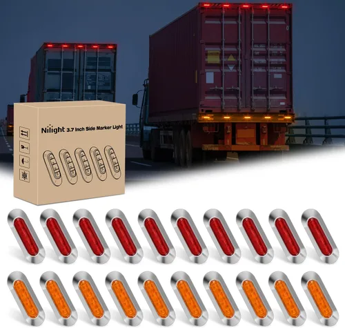 Miniatura 10 de Nilight 10 luces LED rojas de 3.8 pulgadas con 6 luces LED indicadoras laterales delanteras y traseras para 12 V, camión, remolque, caravana, Rojo