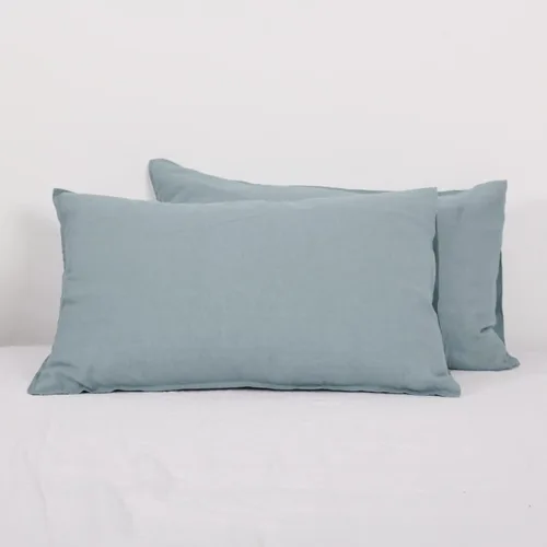 Miniatura 14 de Simple&Opulence Juego de 2 fundas de almohada de lino 100% lino francés lavado, tamaño Queen - Fundas de almohada de color sólido bordado, suave
