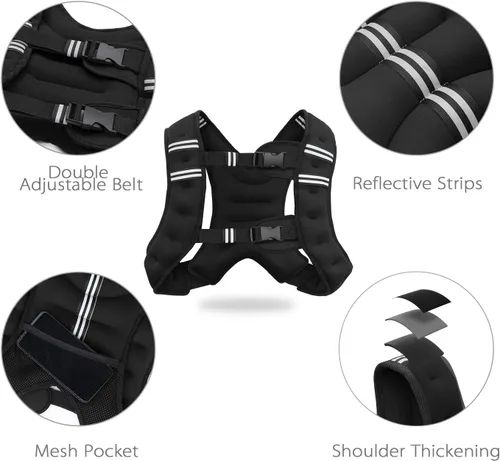 Miniatura 3 de VIVITORY Chaleco con peso, equipo de entrenamiento, chaleco de peso corporal de 11 libras/18 libras para hombres, mujeres, entrenamiento de fuerza