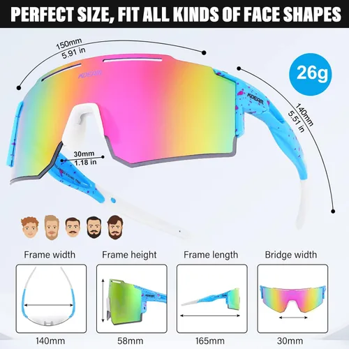 Miniatura 6 de Gafas de sol polarizadas deportivas para mujeres y hombres, UV400, gafas de ciclismo, béisbol, correr, pesca, al aire libre, resistentes al viento C2
