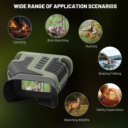 Miniatura 8 de WOSPORTS 4K Night Vision Goggles– 64GB TF Card, 10X Optical & 8X Digital Zoom, 1315FT Infrared Range, IPX Waterproof, Ideal for Camping Verde militar