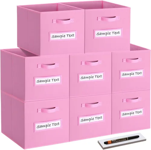Miniatura 32 de Cubos de almacenamiento de tela (juego de 8) cubos de almacenamiento de 11 pulgadas, cubos de almacenamiento con 8 etiquetas, tarjetas de ventana