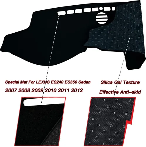 Miniatura 2 de Funda para salpicadero interior compatible con Lexus ES240 ES350 Sedan 2007-2012, protector de alfombra (borde negro)