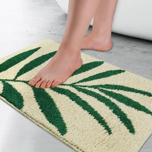 Miniatura 9 de Hi Space Alfombras de baño de 24 x 16 pulgadas con hojas para baño, antideslizante, lavable a máquina, suave, absorbente, bonita alfombra de baño