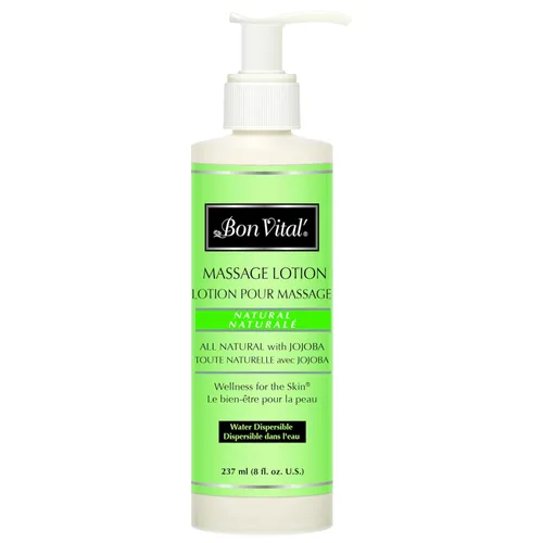 Bon Vital', Loción para masaje Naturale, 8 onzas, Loción para masaje 100% natural para terapia de masaje y trabajo corporal, Loción ligera sin