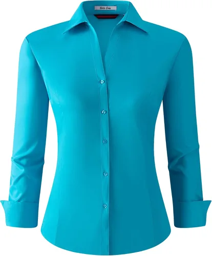 Miniatura 10 de Alex Vando - Blusa de botones para mujer, sin arrugas, manga larga, casual, para el trabajo