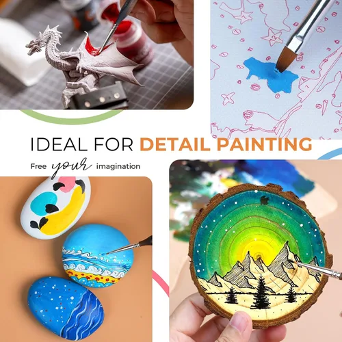 Miniatura 6 de Nicpro Pinceles de pintura en miniatura – Juego de 11 pinceles de pintura modelo para acuarela acrílica al óleo, pinceles de pintura