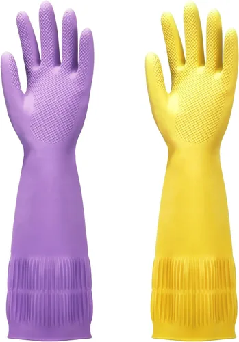 Miniatura 9 de FMP Brands 3/6/12/60 pares de guantes de goma extra largos de 15 pulgadas para lavar platos, antideslizantes para limpieza, cocina, baño, jardinería