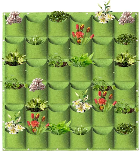 Miniatura 12 de Bolsas de cultivo colgantes para plantar, 9 bolsillos para colgar en la pared, bolsa de cultivo vertical para jardín interior y exterior, contenedor