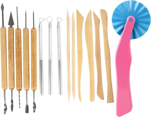 Miniatura 7 de Sculpt Pro Kit de iniciación de herramientas de cerámica, 15 piezas, 26 herramientas, juego de escultura de arcilla para principiantes, juego