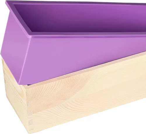 Miniatura 4 de ZOENHOU 3 moldes de jabón de 42 onzas, kit de moldes de silicona rectangulares flexibles para hacer jabón con caja de madera, juego de herramientas