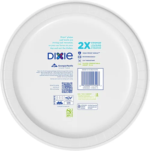 Miniatura 8 de Dixie Platos de papel grandes, 10 pulgadas, 86 unidades, 2 veces más fuertes, aptos para microondas, a prueba de remojo, resistentes a cortes